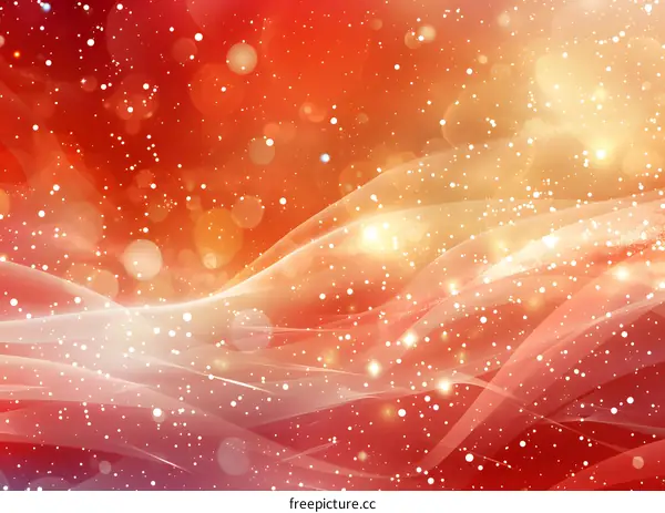 Abstract red and gold glowing sparkles and glitter background with light