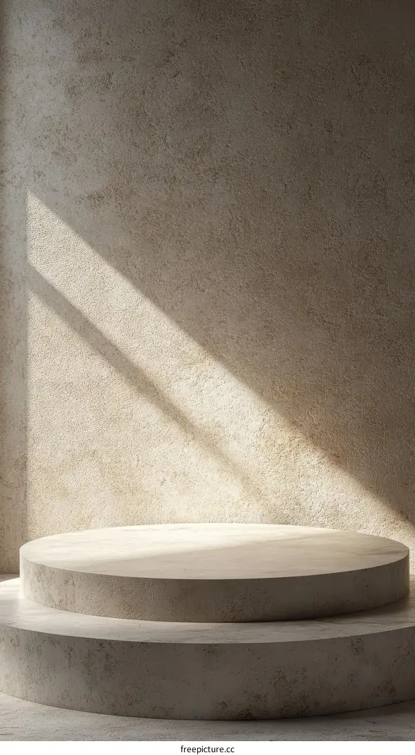 Beige Concrete Display Platform with Natural Light