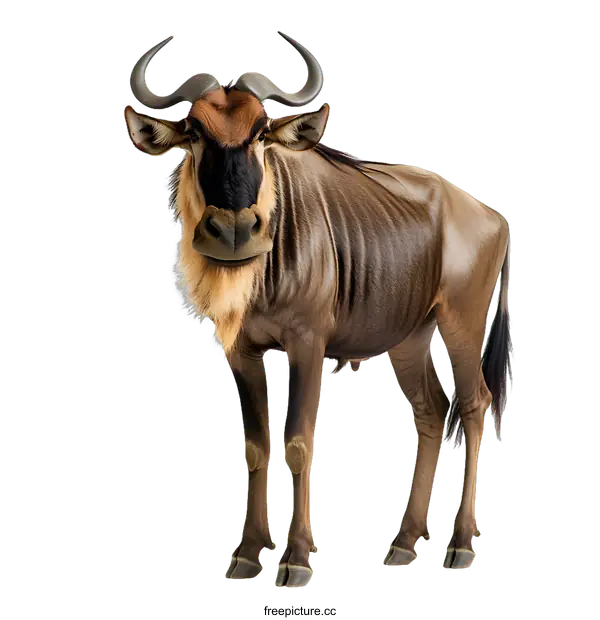 [Transparent Background PNG]Wildebeest Standing on White Background