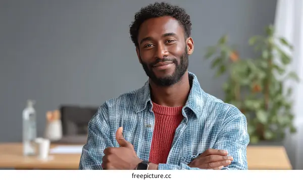 African Man Smiling and Giving a Thumbs Up