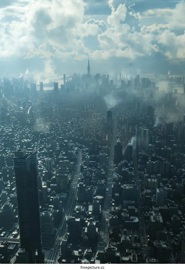 Modern Metropolis Skyline with River