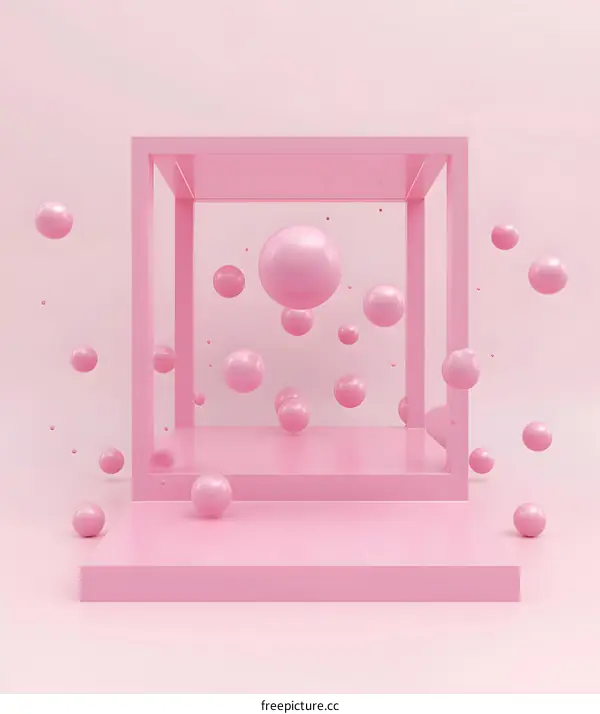 Pink Abstract 3D Geometric Shapes Background
