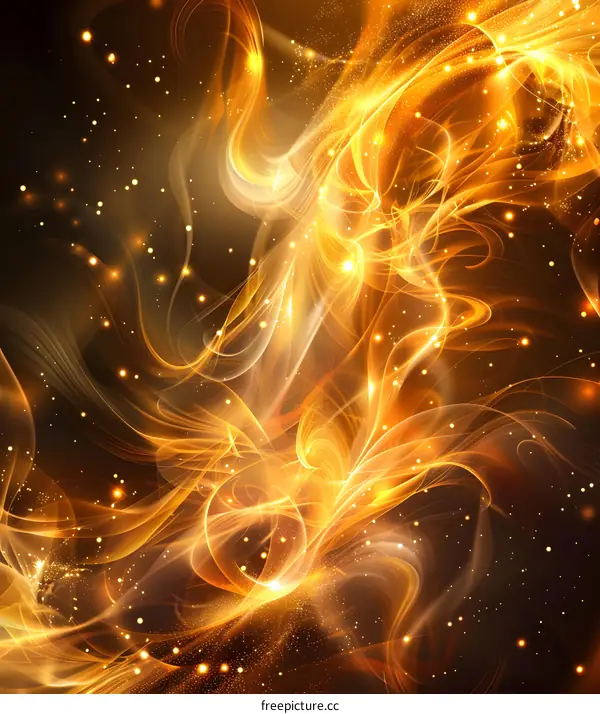 Golden abstract glowing shapes on a dark background