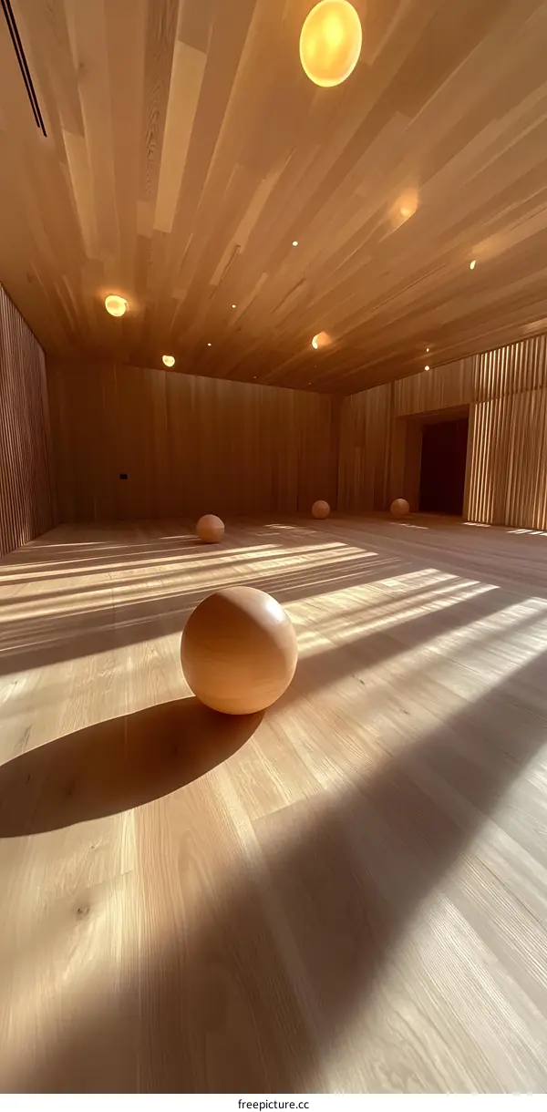 Wooden Room With Sunlight Shining Through The Windows