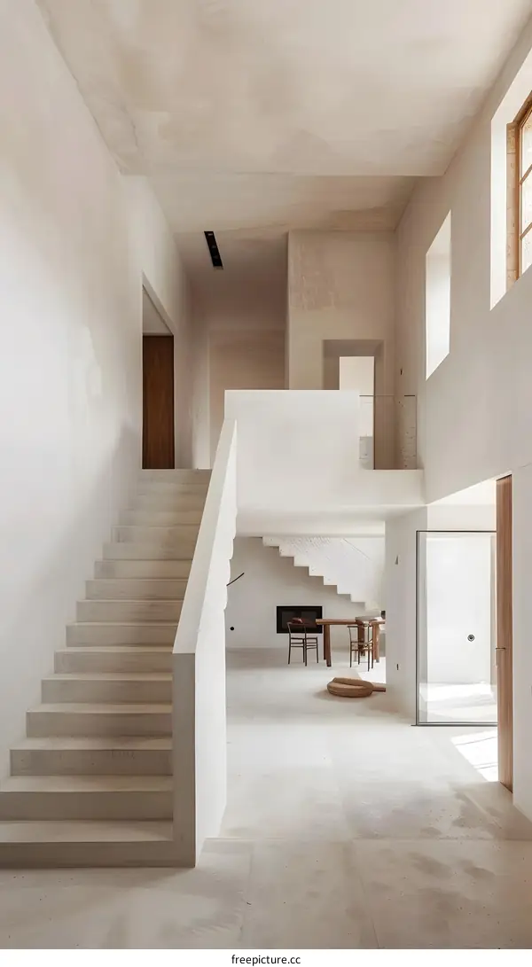 Minimalist Modern White Interior Design Staircase