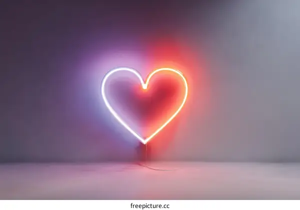 Neon Heart Love Sign in a Modern Studio