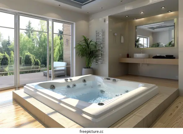 Modern Spa Bathroom with Beautiful View