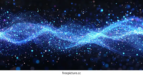 Abstract Blue Light Wave Particles Background