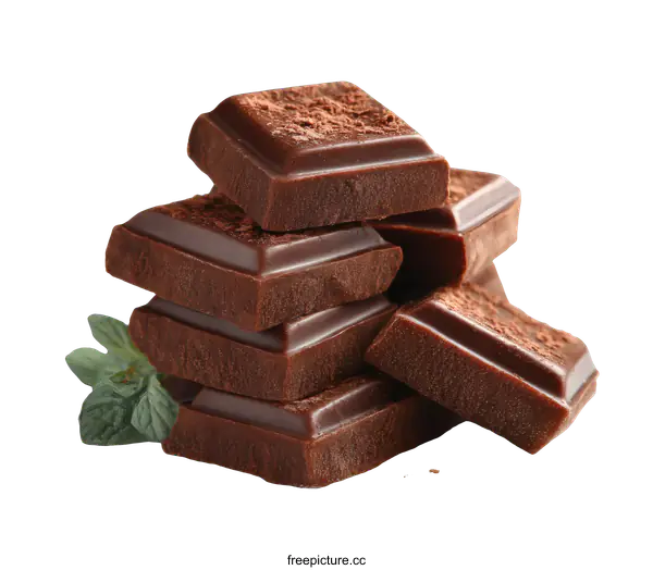 [Transparent Background PNG]Delicious Stacked Dark Chocolate Pieces
