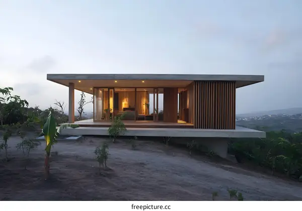 Modern Minimalist Concrete House With Wooden Details