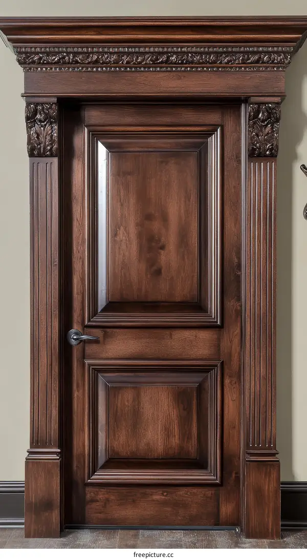 Ornate Wooden Door with Intricate Carving