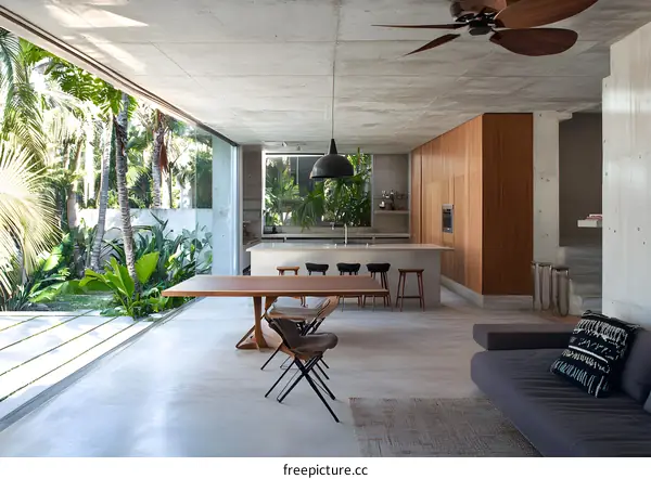Modern Interior Design with Concrete and Wood