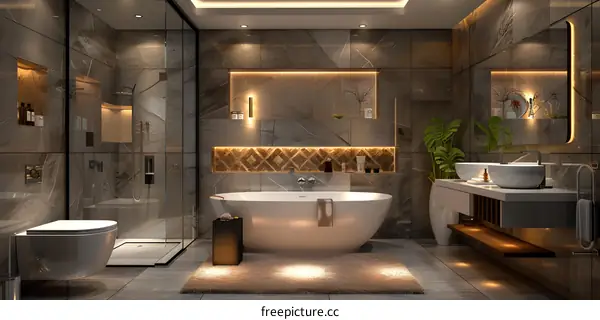 Modern and minimalist bathroom