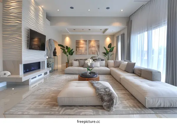 Bright modern living room interior design