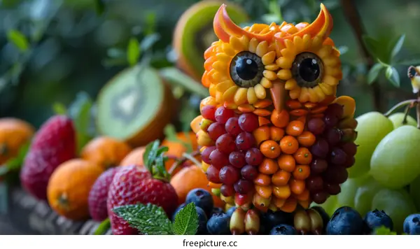 Adorable owl made of fruits and vegetables