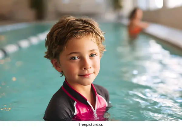 Smiling Child in a Swimming Pool