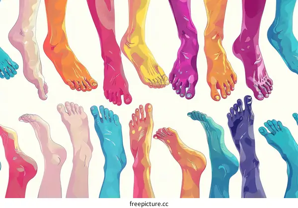Colorful Feet of Different People
