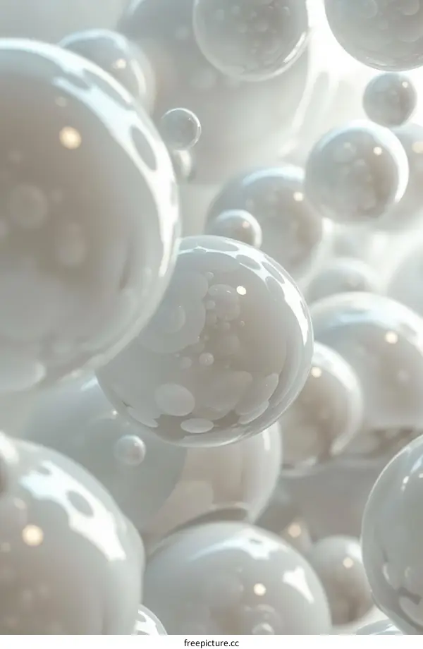 3D Rendering of a Group of Translucent Spheres with Glossy Surface