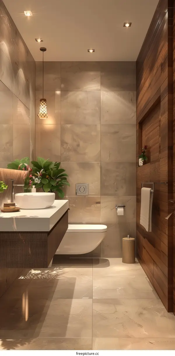 Modern Minimalist Bathroom Design with Warm Tones
