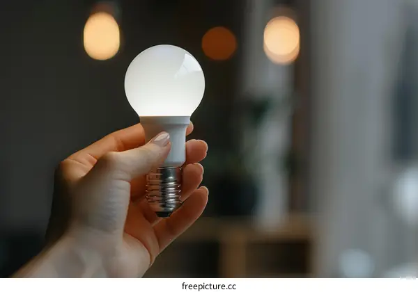 Energy-efficient light bulb in hand