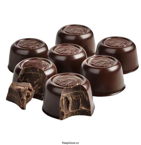 [Transparent Background PNG]Assortment of Dark Chocolate Truffles
