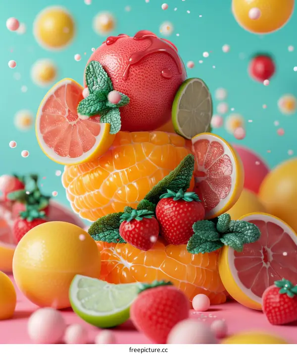 Colorful Citrus and Berries Composition