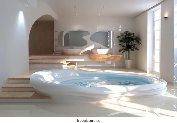 Modern Minimalist Spa Bathroom Interior Design