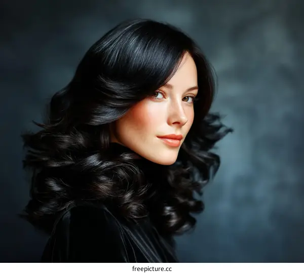 Elegant Woman with Stunning Black Hair