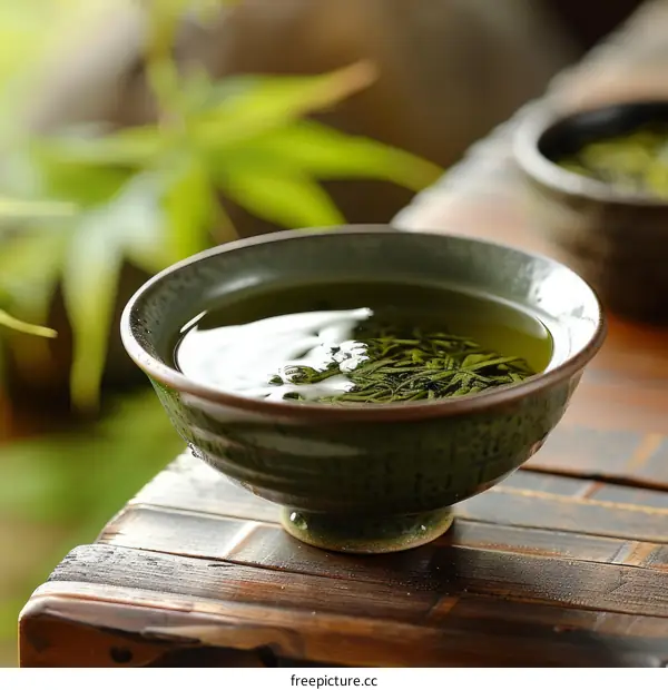 Soothing Green Tea in a Ceramic Cup