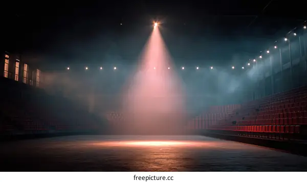 Empty Stage with Spotlight and Rows of Seats