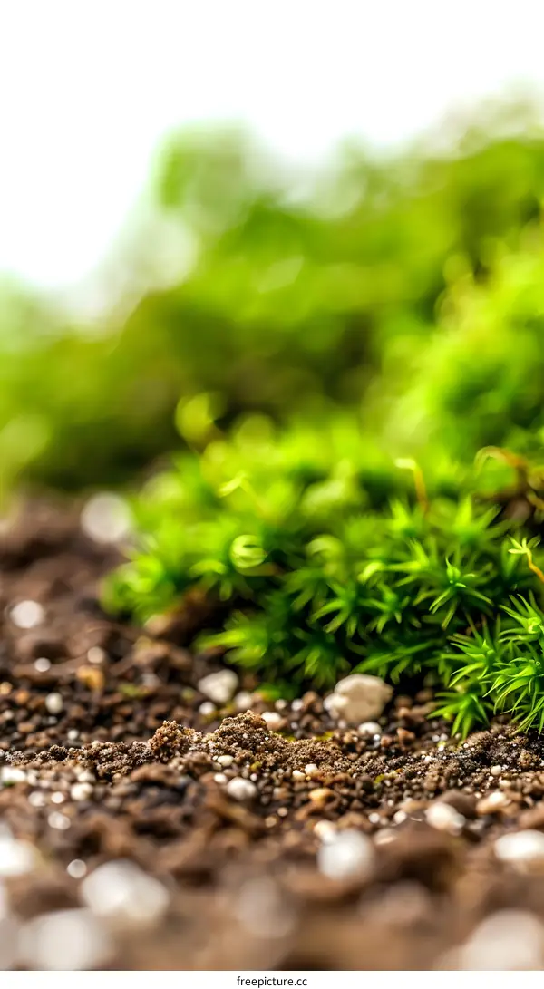Close Up of Green Moss and Soil