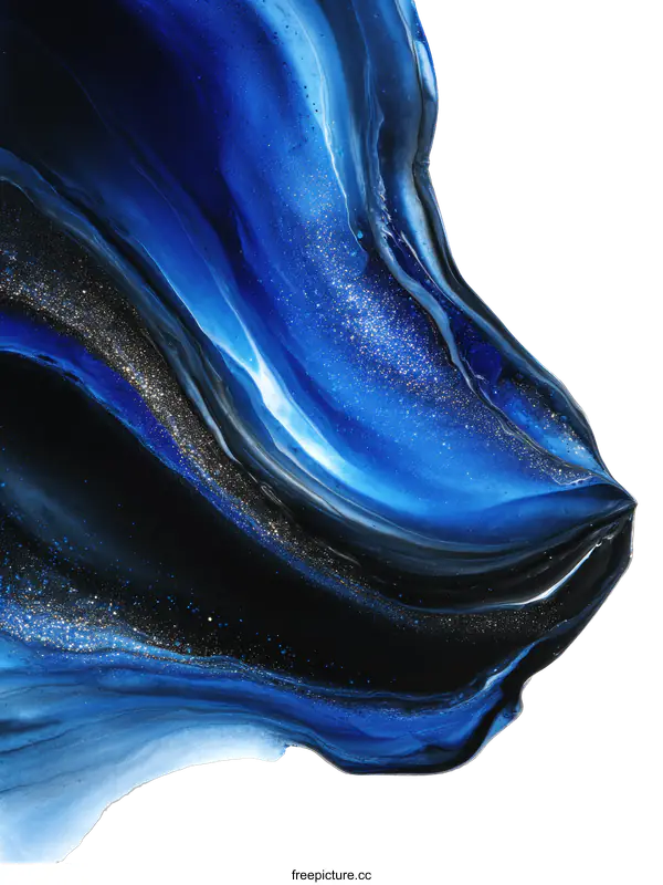 [Transparent Background PNG]Abstract Blue and Black Fluid Painting Art