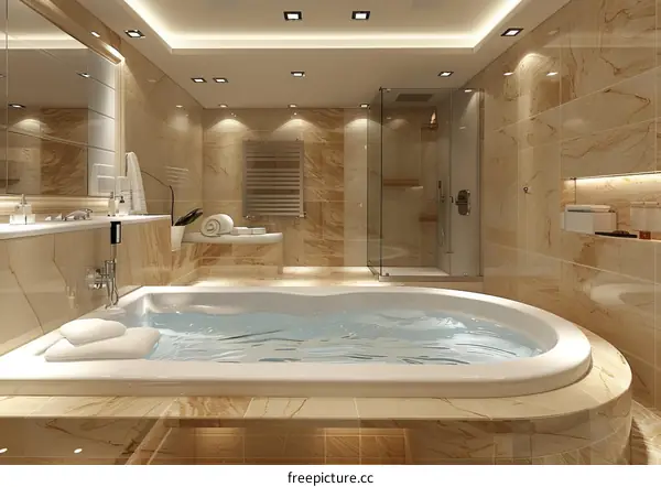 Luxury Modern Bathroom with Oval Jacuzzi Tub