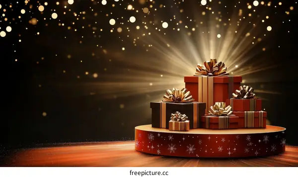 Christmas Gift Boxes on Stage Background
