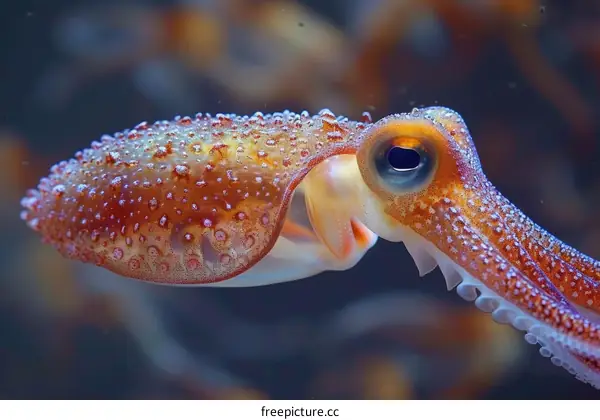 A close-up of a squid
