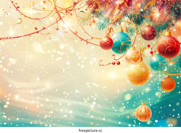 Christmas ornaments hanging on a branch