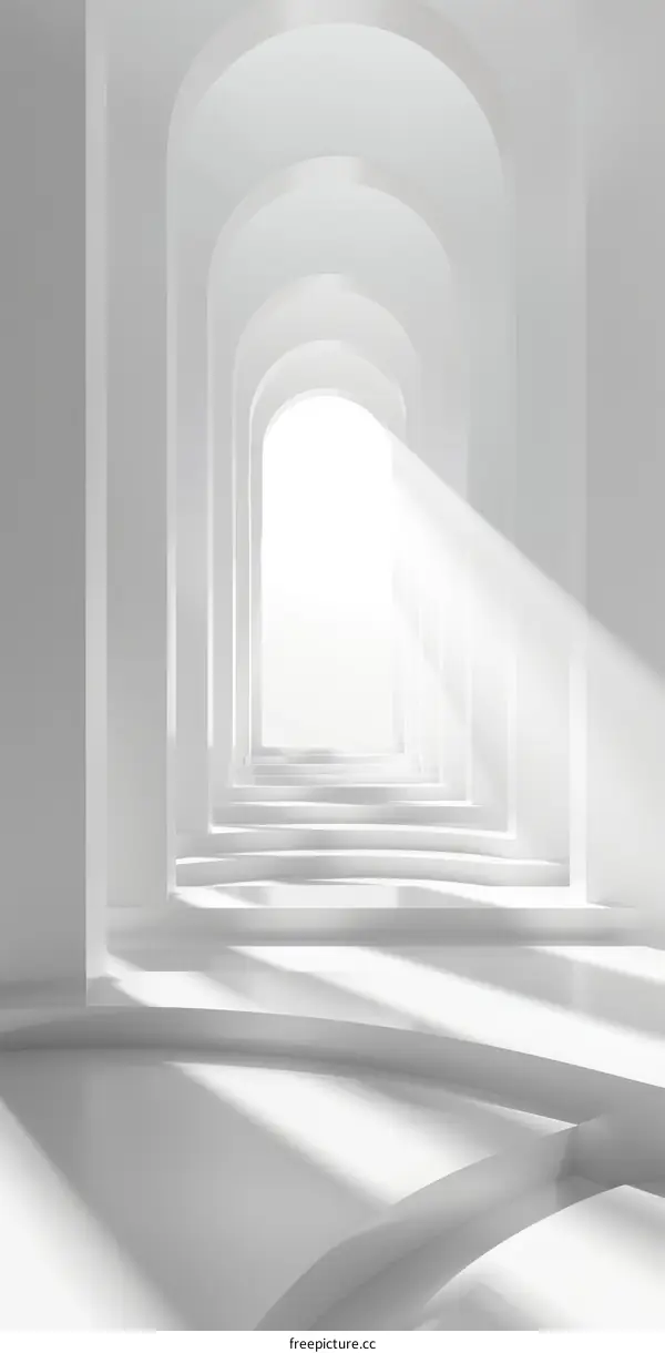 Futuristic White Corridor: Minimalist Interior Design