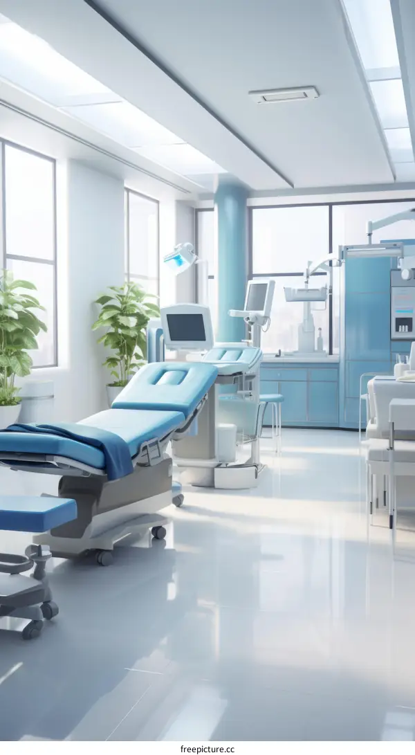 A modern dental clinic equipped with advanced patient care equipment