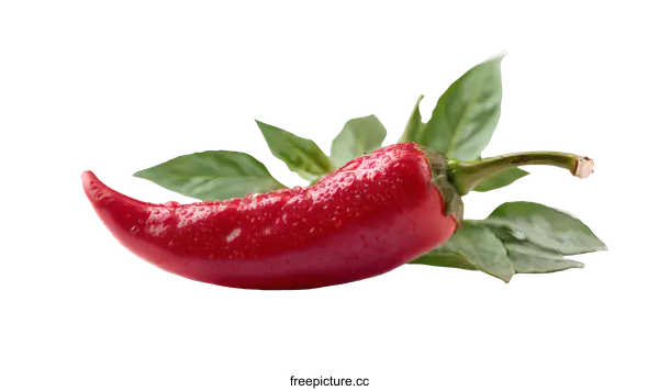 [Transparent Background PNG]Fresh Red Chili Pepper with Water Droplets