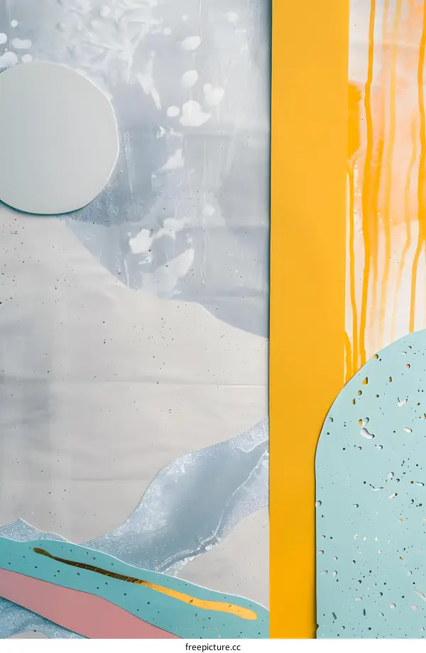 Abstract Art Background with Yellow, Blue, and Grey Colors