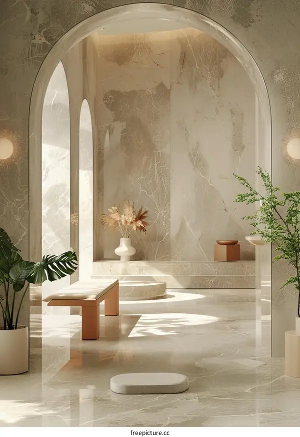 Beige Marble Interior Design Illustration