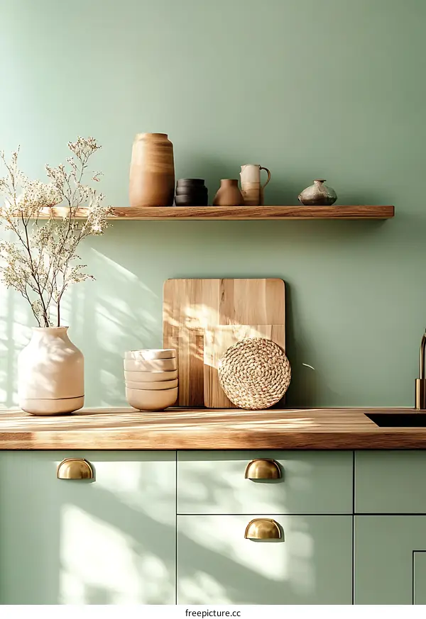 Modern Kitchen Decor with Light Green Cabinets