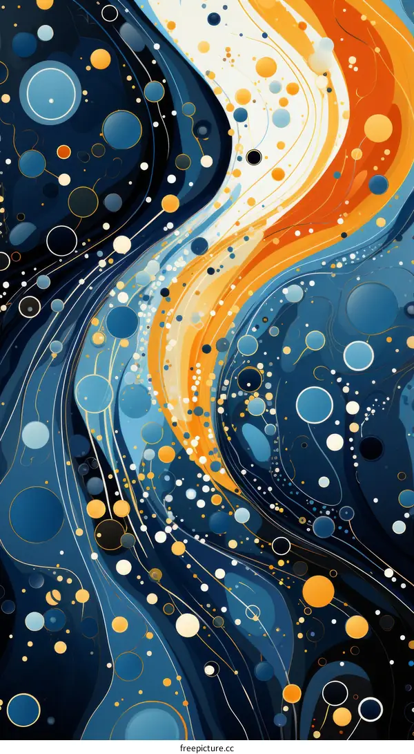 Colorful abstract painting with blue orange and yellow