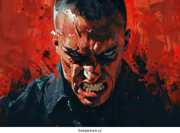 Angry Man with Red Background
