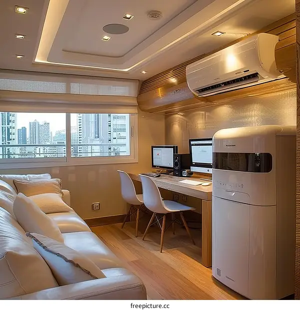 Small apartment with integrated home office