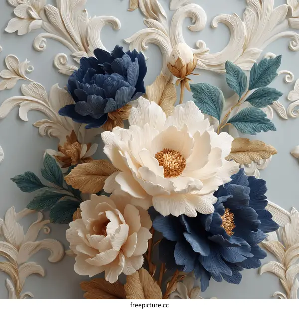 Floral Baroque Wall Decor Illustration