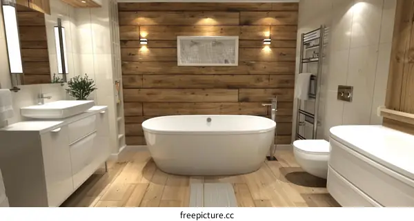 Modern Bathroom with Bathtub and Shower