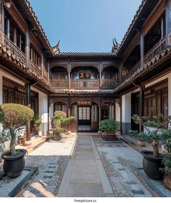 Courtyard of a traditional chinese courtyard house