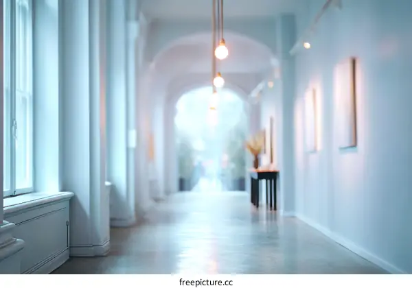 Empty Light Filled Interior Hallway