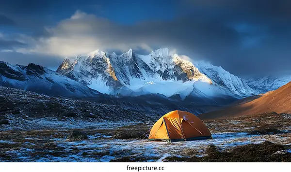Majestic Mountain Scenery with Camping Tent